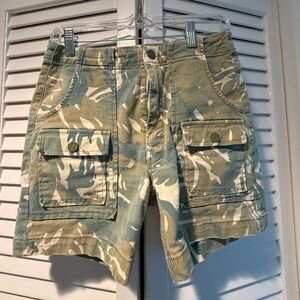 Mother The Rambler Patch Pocket Tropical Camo High Rise Shorts
